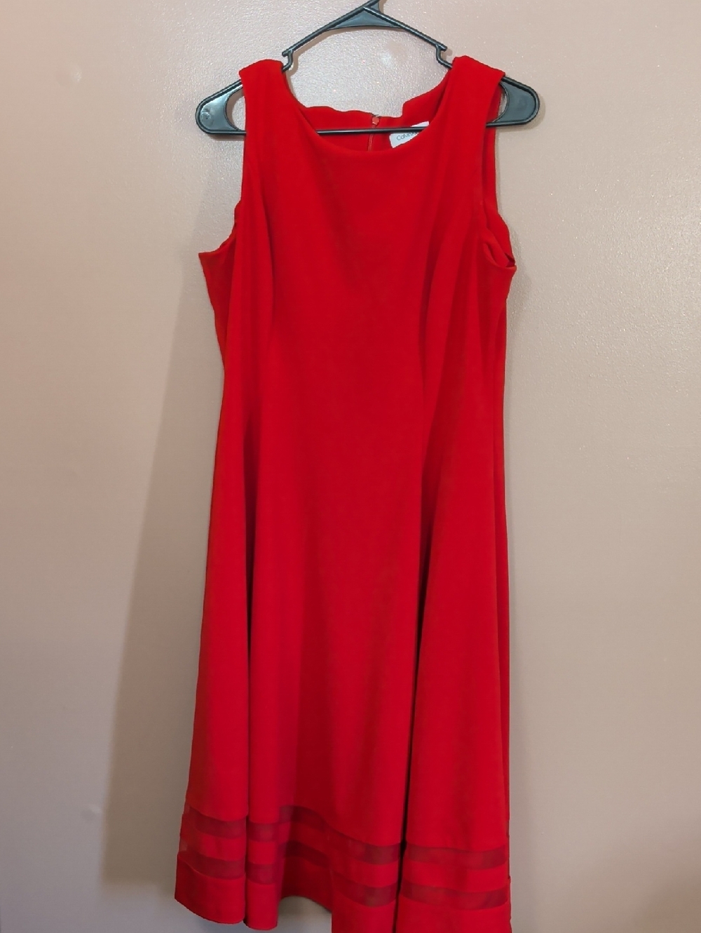 Calvin Klein Red Sleeveless Midi Dress